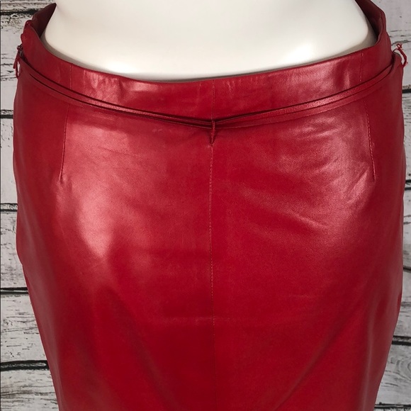 ⭐️HP🧜‍♀️ Gucci Red Leather Pencil Skirt  sz42 - Picture 4 of 7